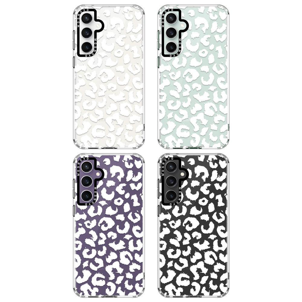 White Leopard Print Phone Case - Samsung Galaxy S23 FE Case