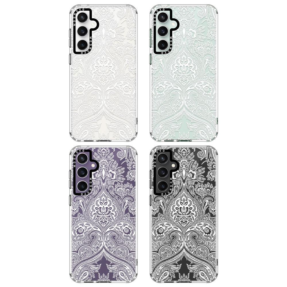 White Damask Phone Case - Samsung Galaxy S23 FE Case