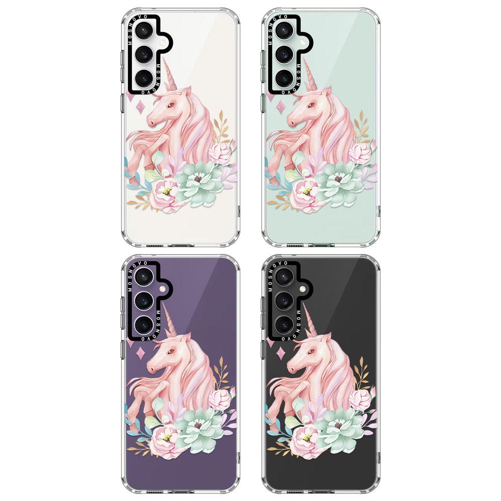 Pastel Flower Unicorn Phone Case - Samsung Galaxy S23 FE Case