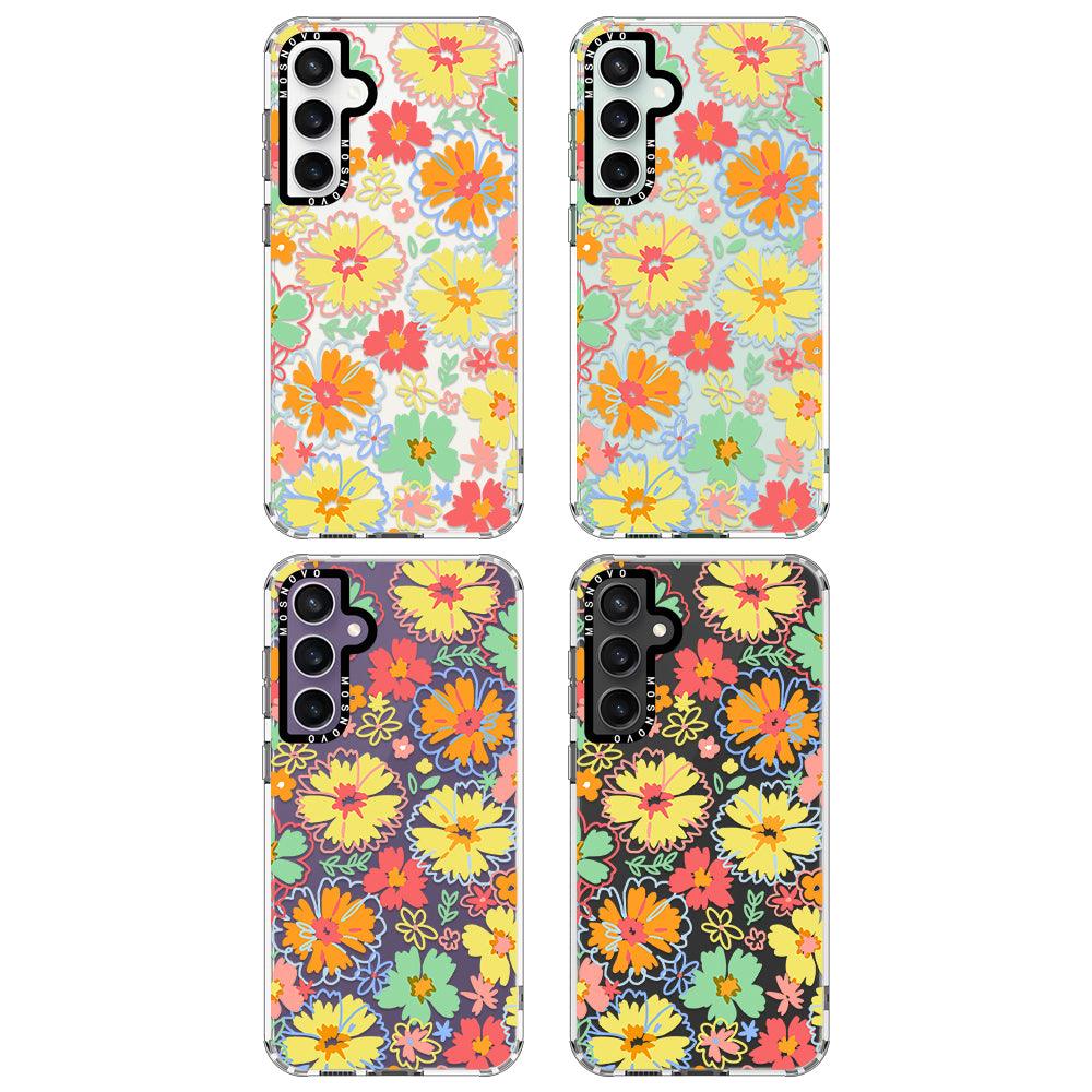 Retro Boho Hippie Flowers Phone Case - Samsung Galaxy S23 FE Case