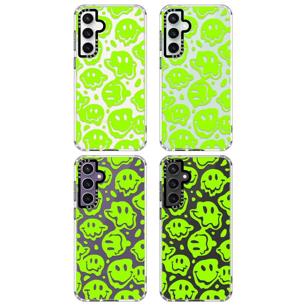 Distorted Green Smiles Face Phone Case - Samsung Galaxy S23 FE Case