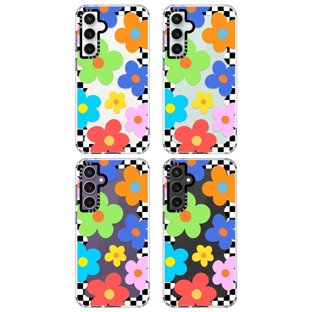 60's Checkered Floral Phone Case - Samsung Galaxy S23 FE Case