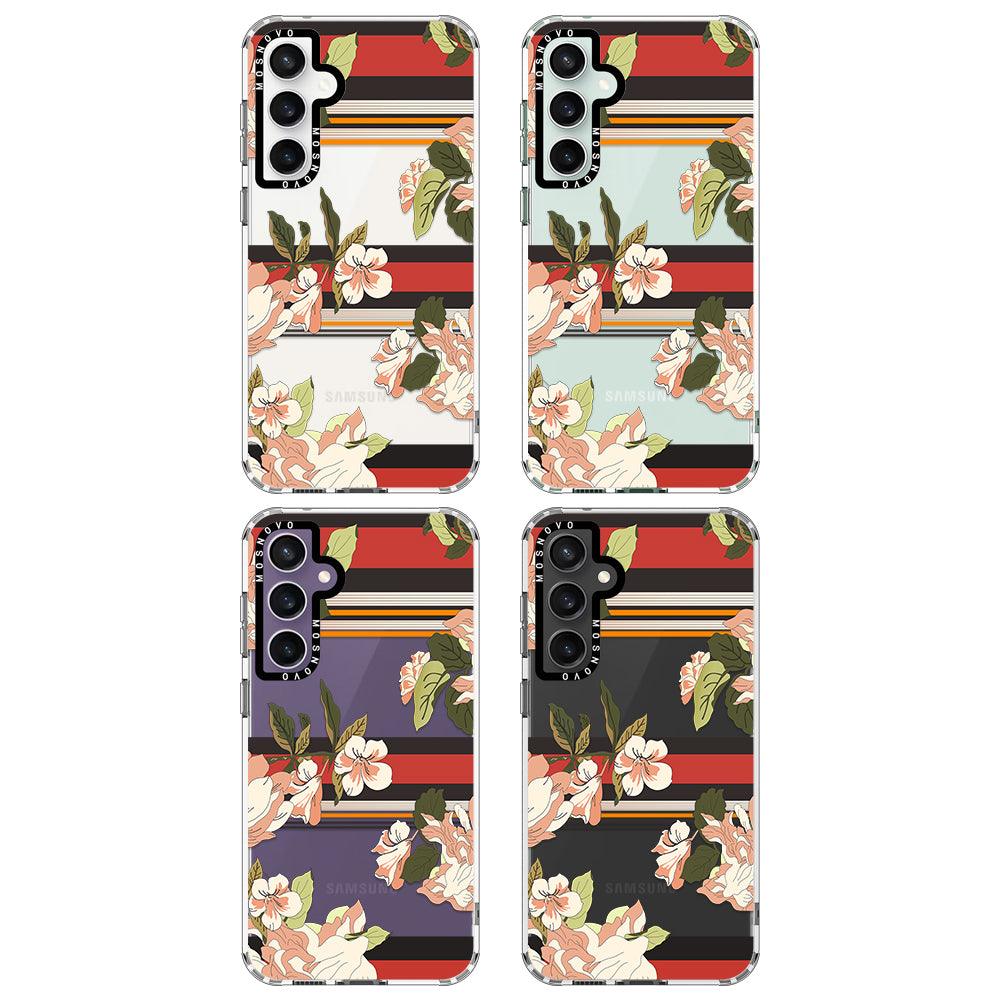 Classic Stripe Floral Phone Case - Samsung Galaxy S23 FE Case