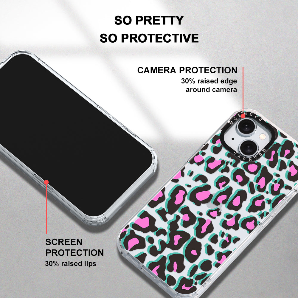 Hot Pink Leopard Print Phone Case - iPhone 15 Case - MOSNOVO