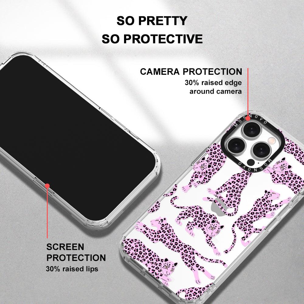 Pink Leopard Phone Case - iPhone 15 Pro Max Case - MOSNOVO