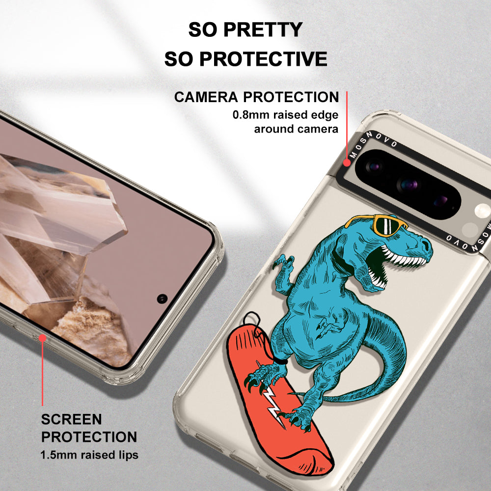 Surfing Dinosaur Phone Case - Google Pixel 8 Pro Case - MOSNOVO