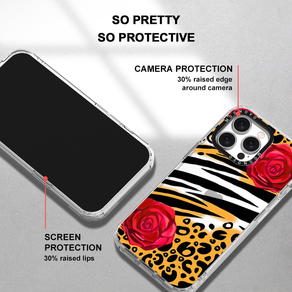 Wild Floral Leopard Phone Case - iPhone 15 Pro Max Case - MOSNOVO