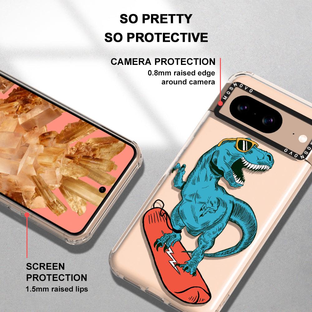 Surfing Dinosaur Phone Case - Google Pixel 8 Case - MOSNOVO