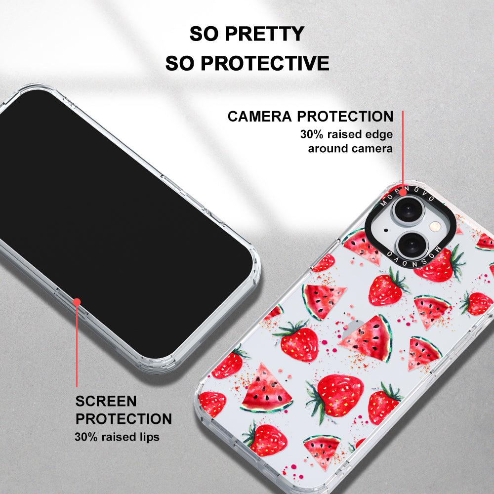 Watermelon and Strawberry Phone Case - iPhone 15 Plus Case - MOSNOVO