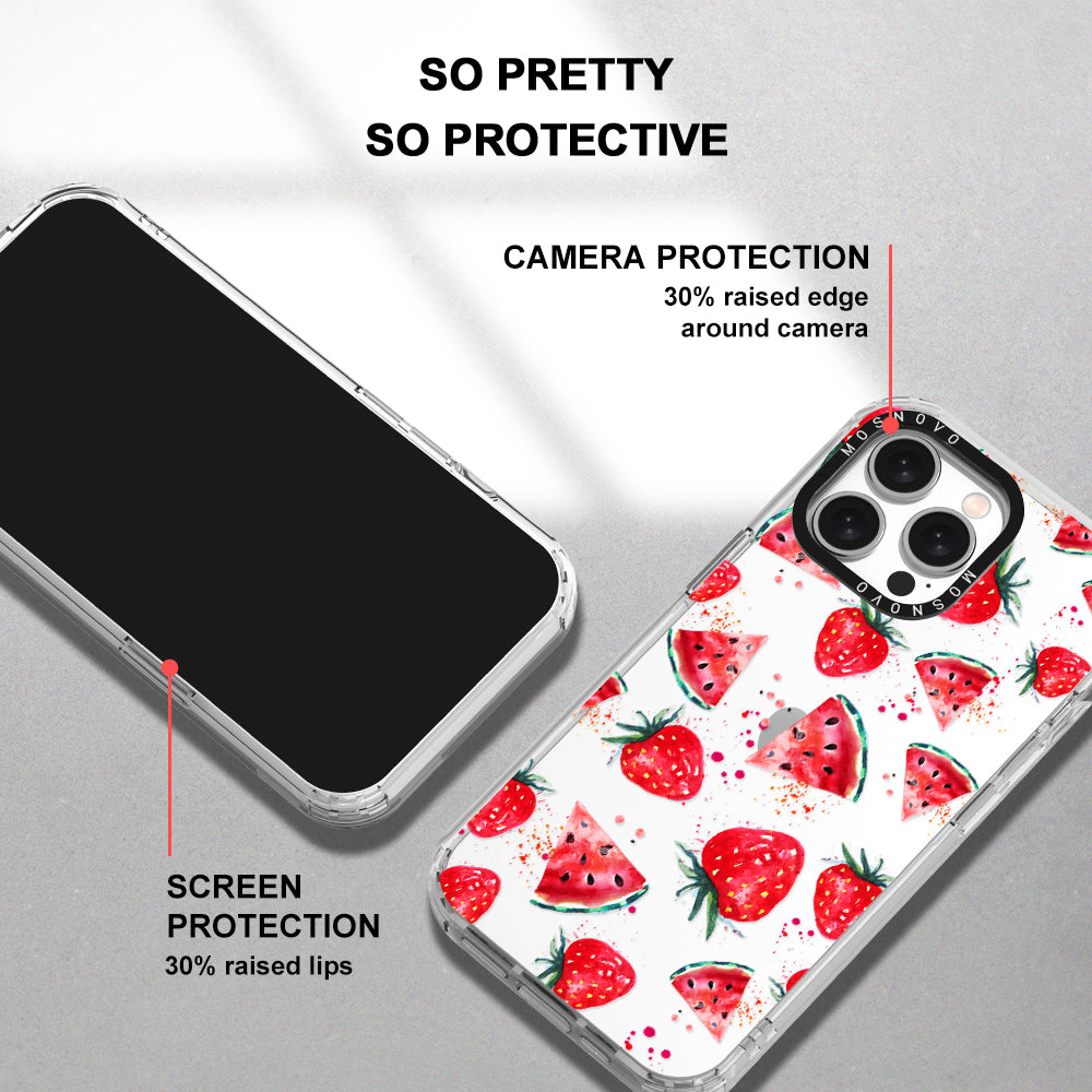 Watermelon and Strawberry Phone Case - iPhone 15 Pro Max Case - MOSNOVO