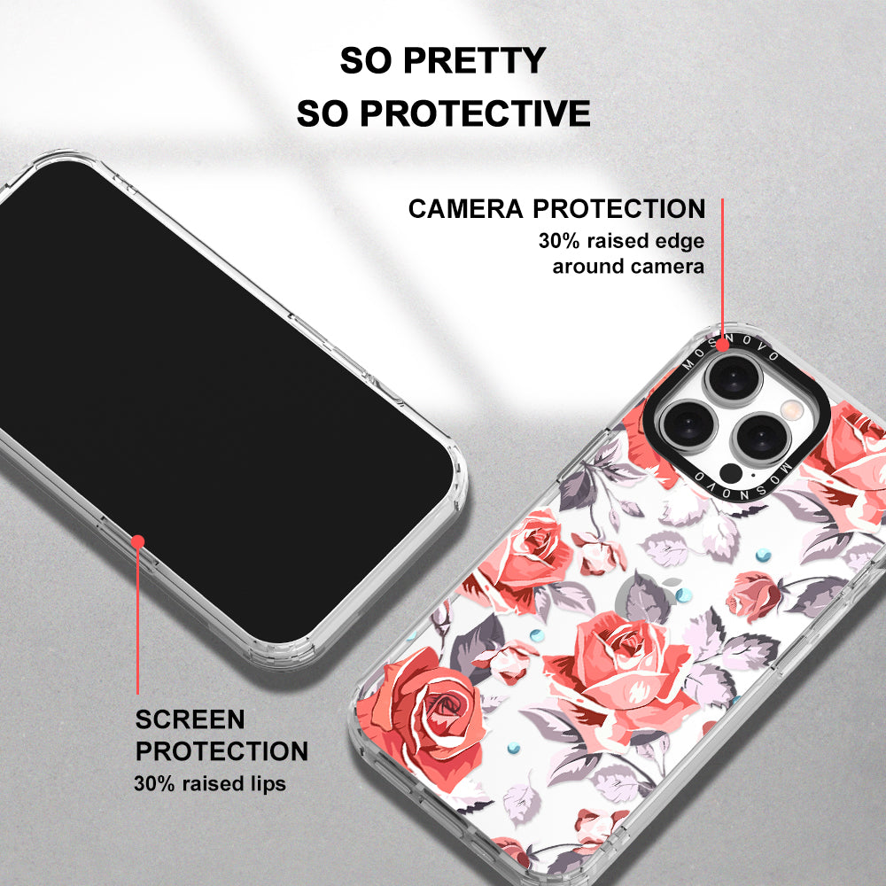 Retro Flower Roses Phone Case - iPhone 15 Pro Max Case - MOSNOVO