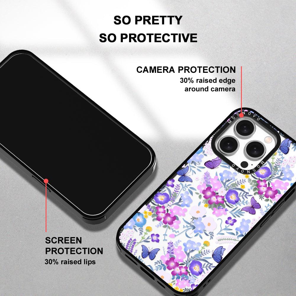 Purple Peri Nemophila Flower Phone Case - iPhone 15 Pro Case - MOSNOVO