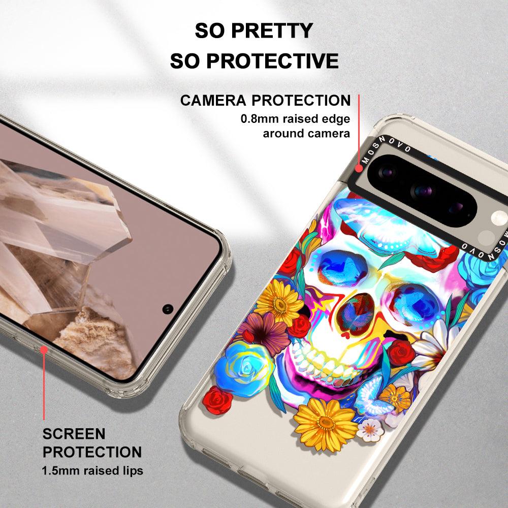 Sugar Flower Skull Phone Case - Google Pixel 8 Pro Case