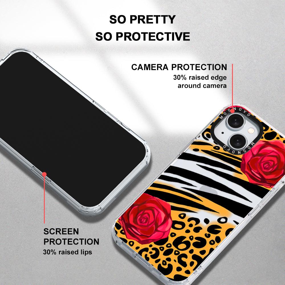 Wild Floral Leopard Phone Case - iPhone 15 Plus Case - MOSNOVO