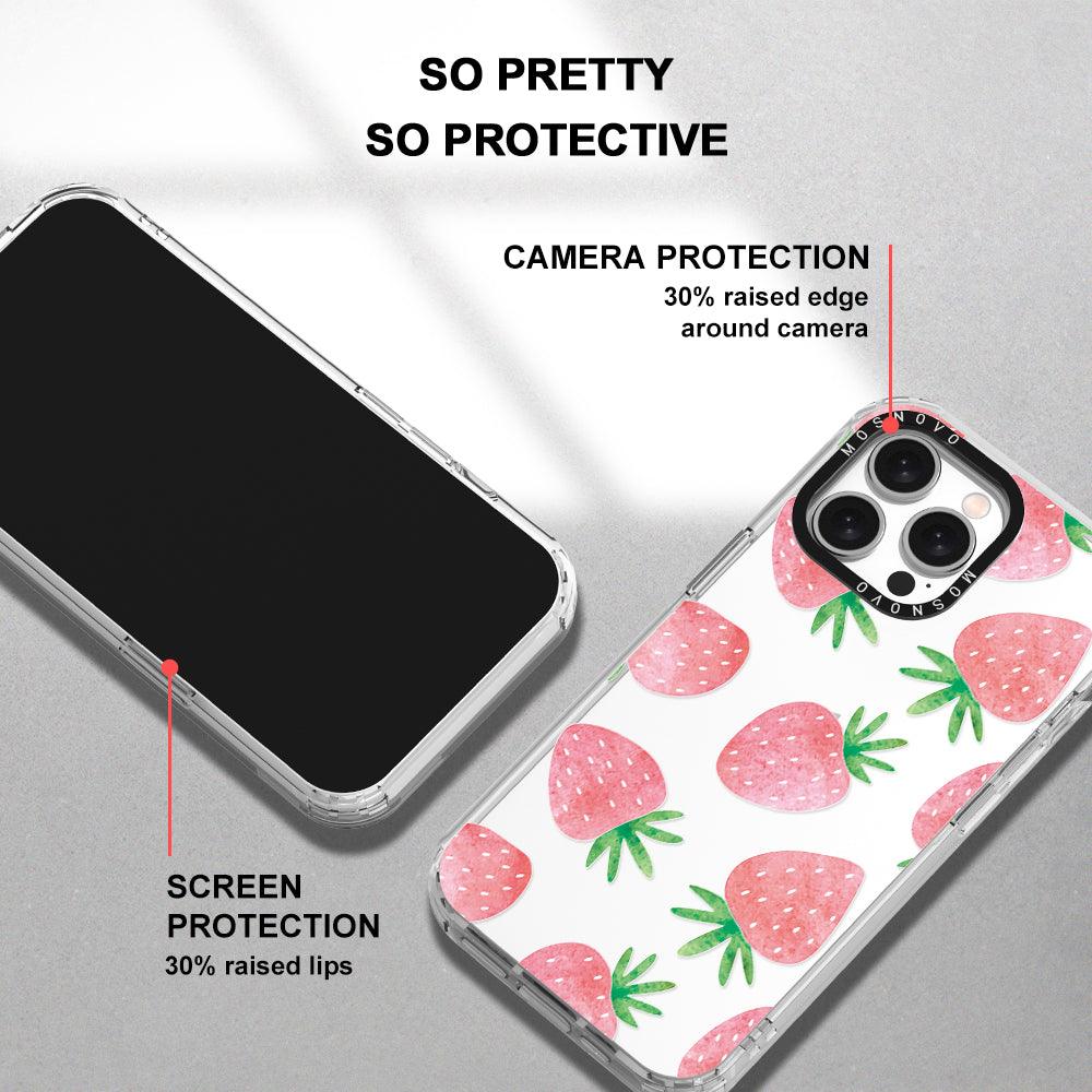 Pastel Strawberry Phone Case - iPhone 15 Pro Max Case - MOSNOVO