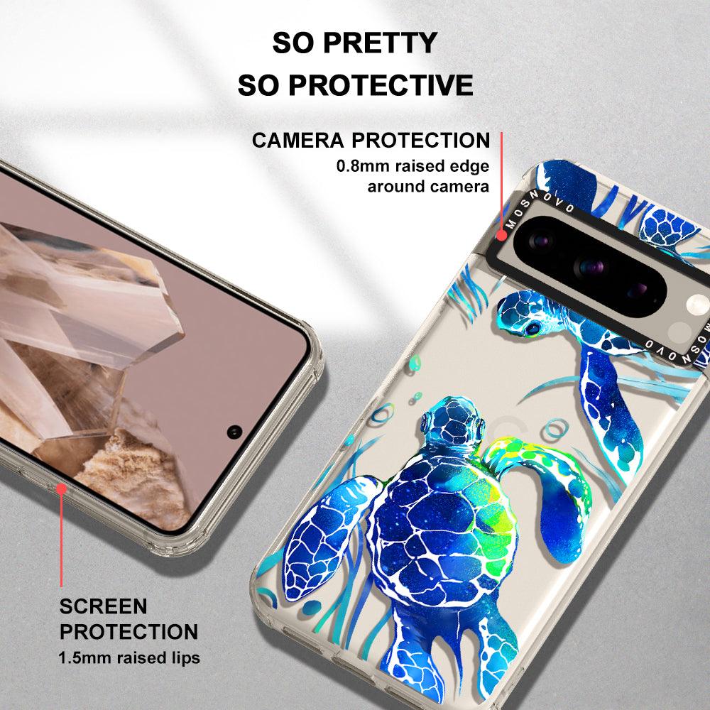 Blue Sea Turtle Phone Case - Google Pixel 8 Pro Case - MOSNOVO