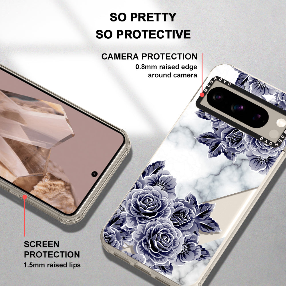 Purple Flower Marble Phone Case - Google Pixel 8 Pro Case