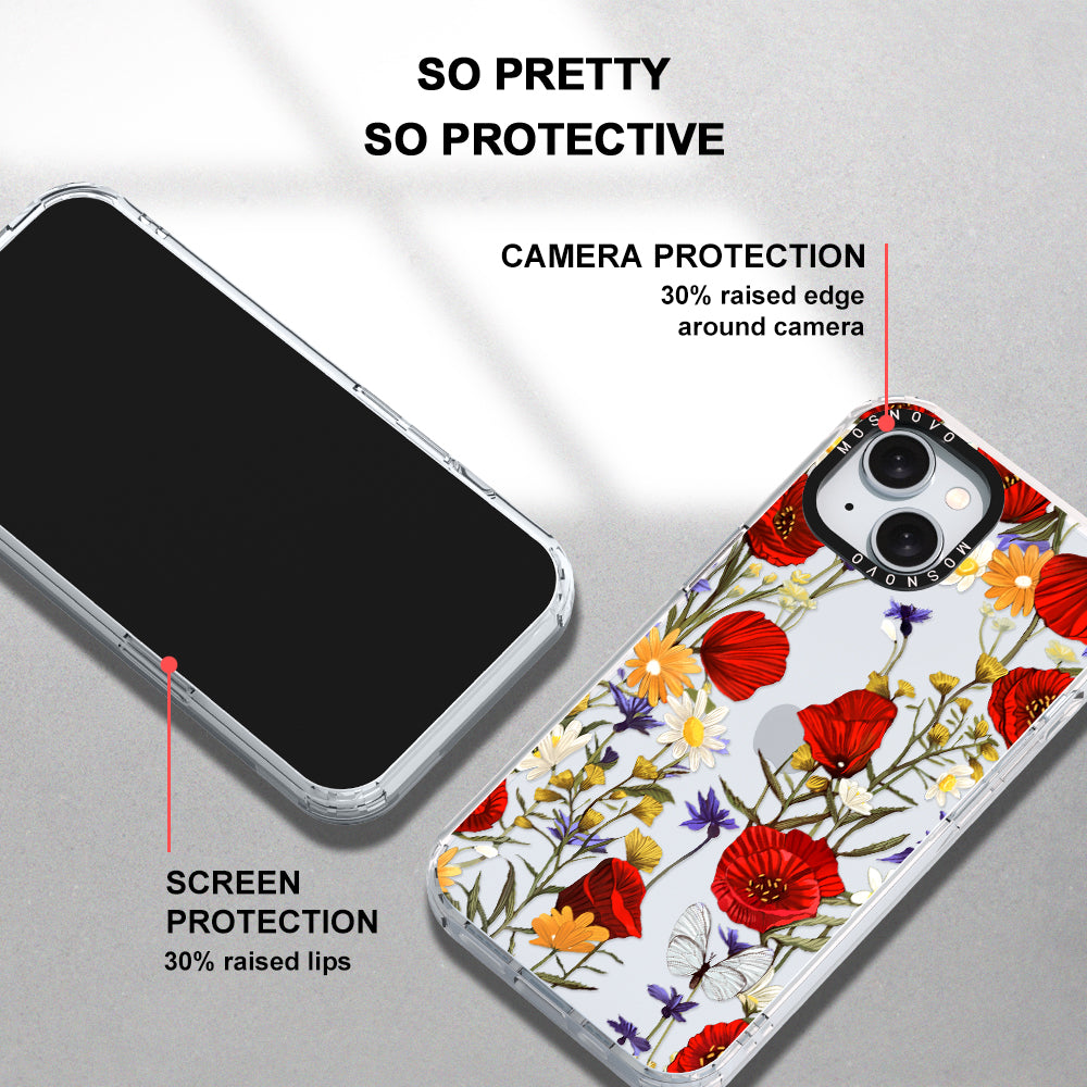 Poppy Floral Phone Case - iPhone 15 Plus Case - MOSNOVO