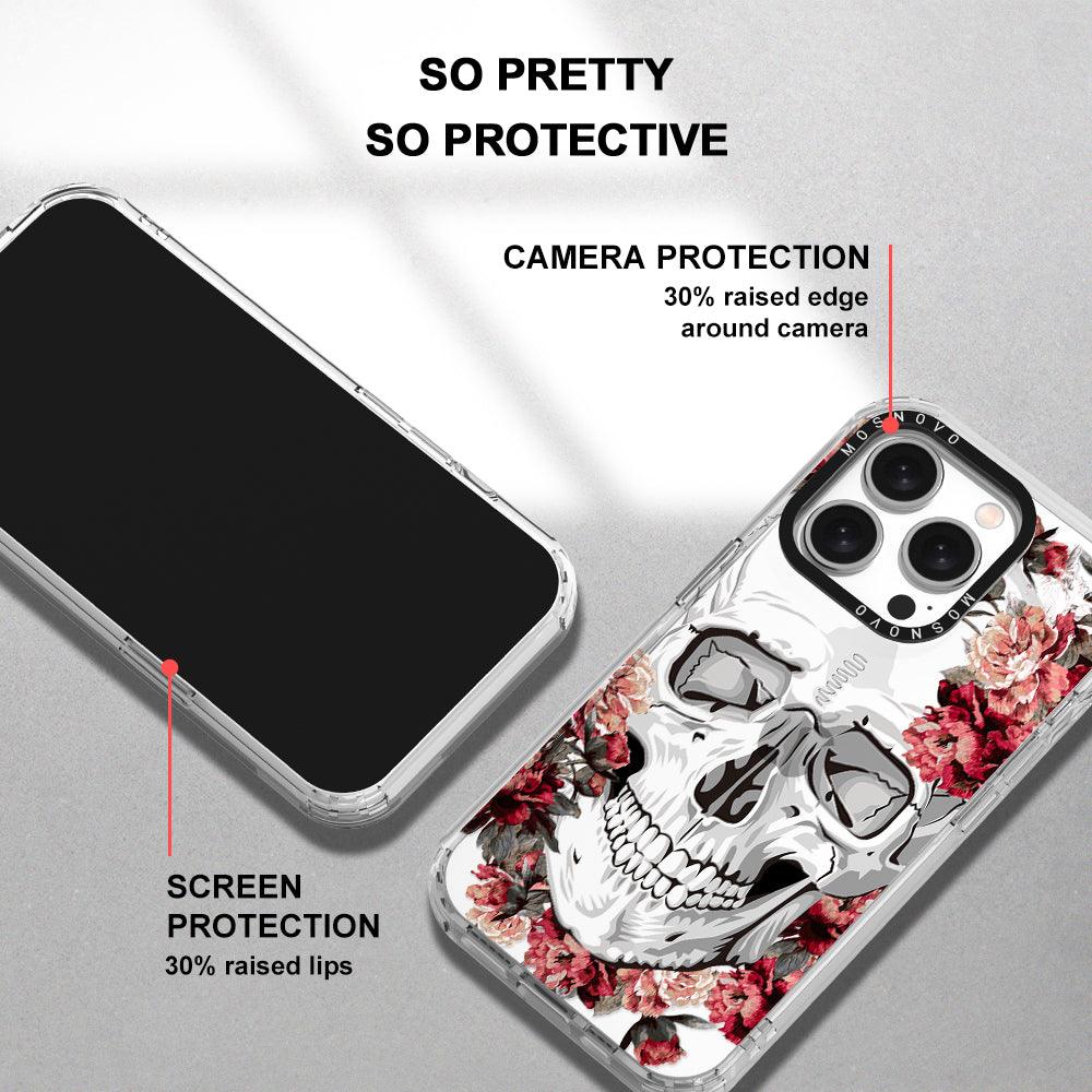 Red Flower Skull Phone Case - iPhone 15 Pro Case - MOSNOVO