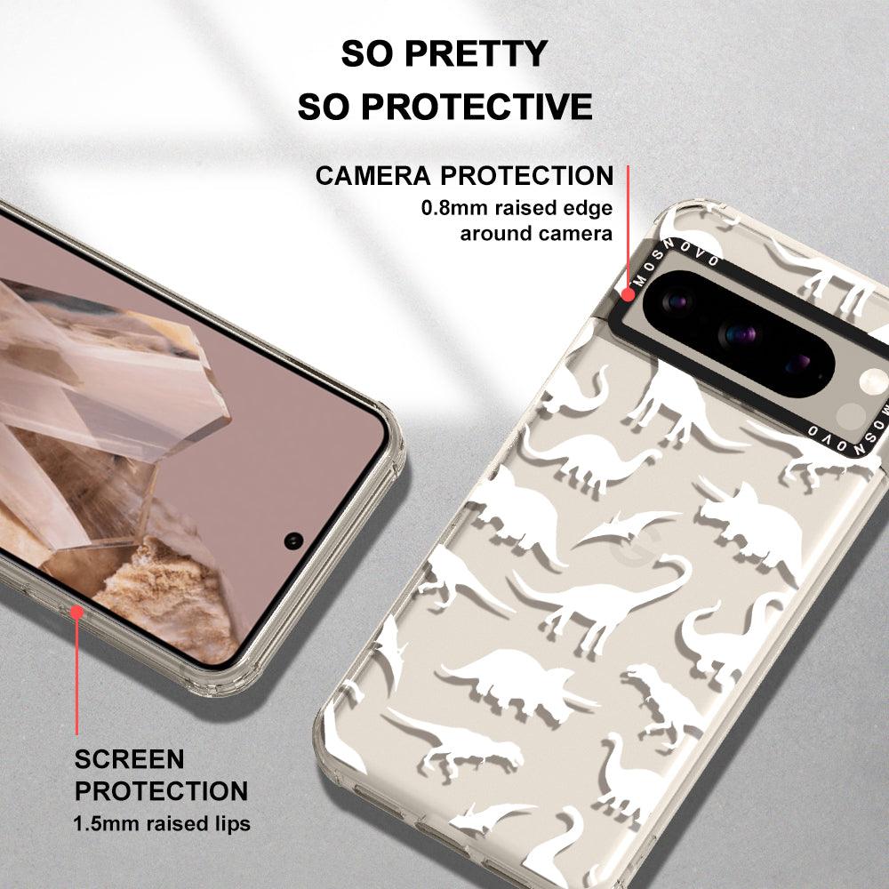 White Dinosaur Phone Case - Google Pixel 8 Pro Case - MOSNOVO