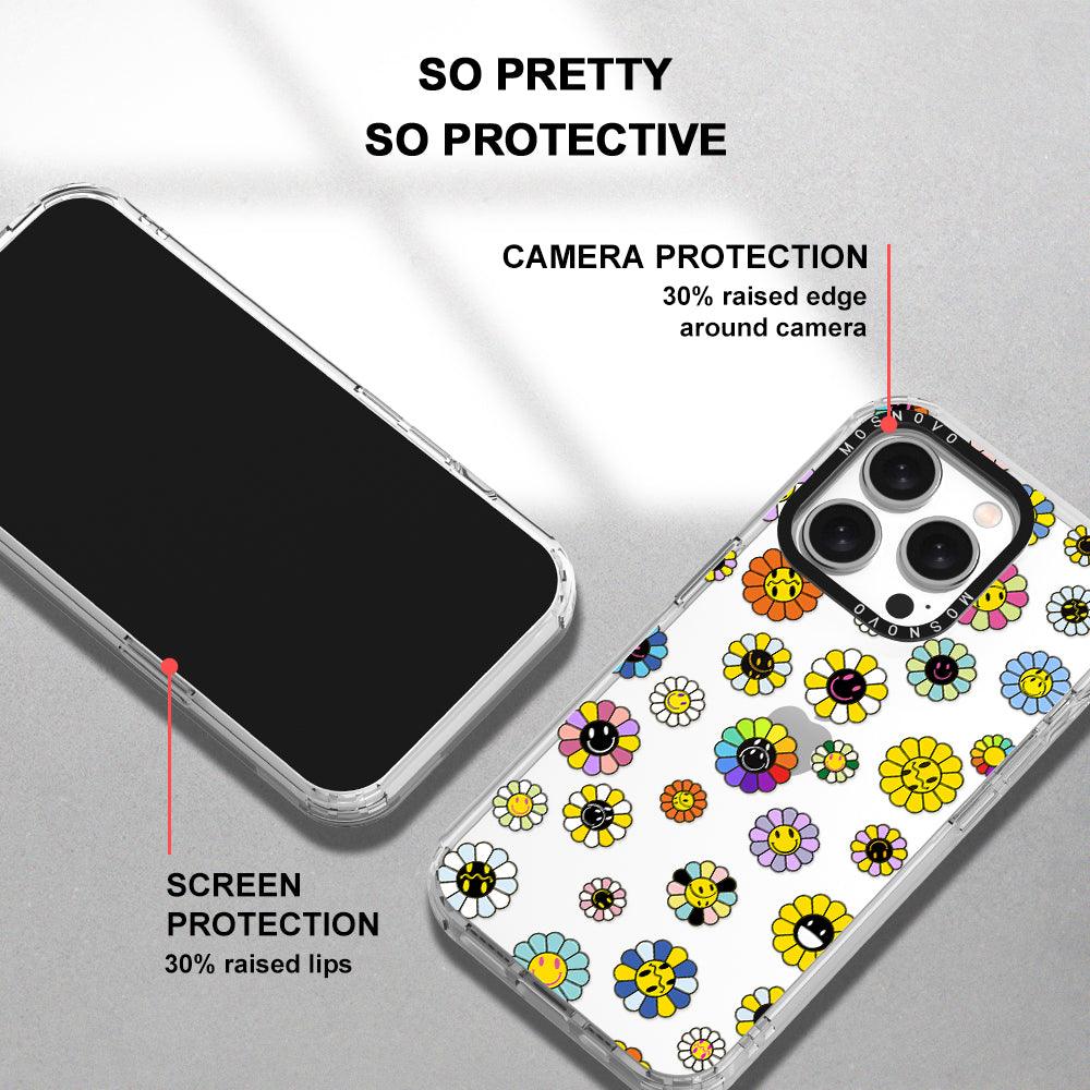 Flower Smiley Face Phone Case - iPhone 15 Pro Case - MOSNOVO