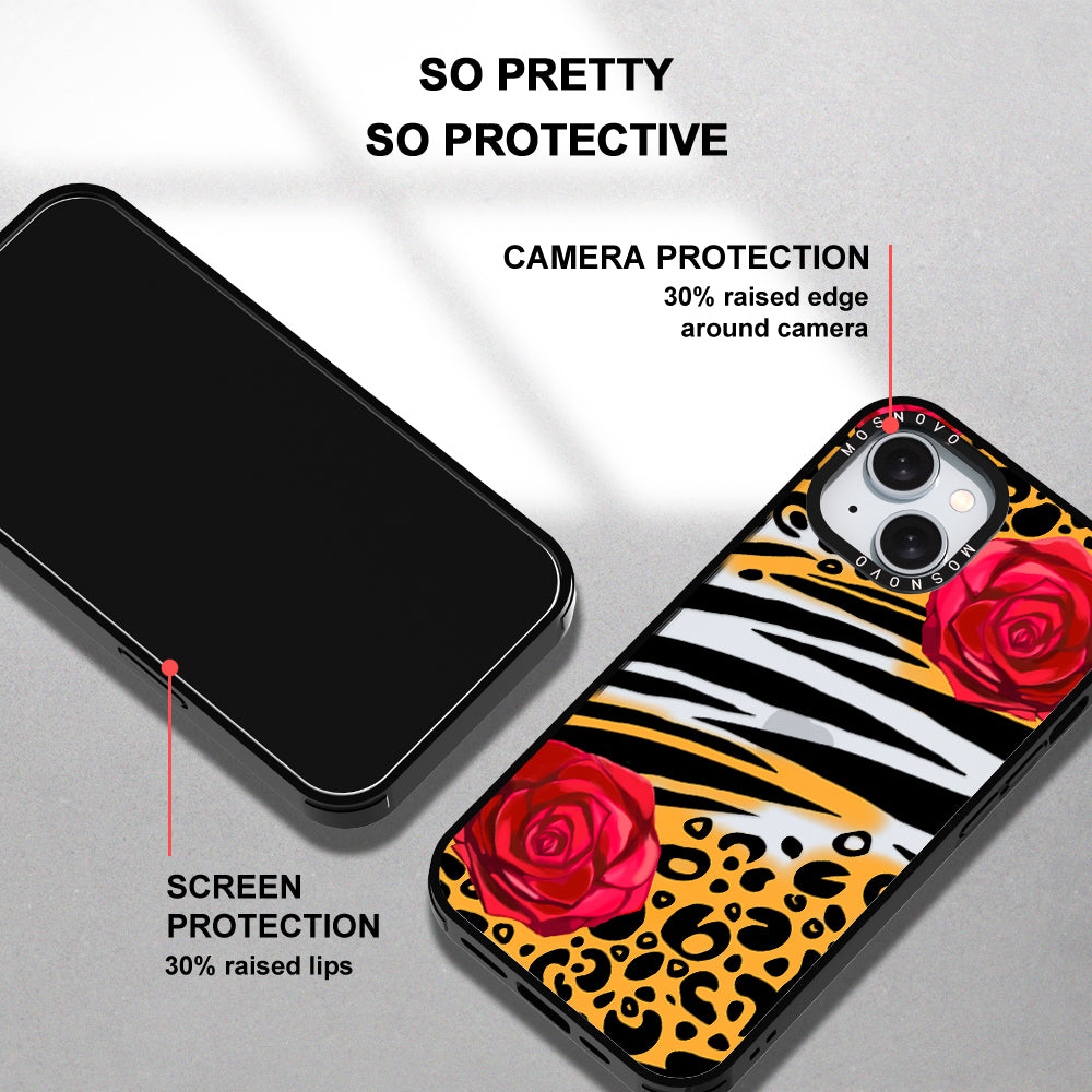 Wild Floral Leopard Phone Case - iPhone 15 Case - MOSNOVO