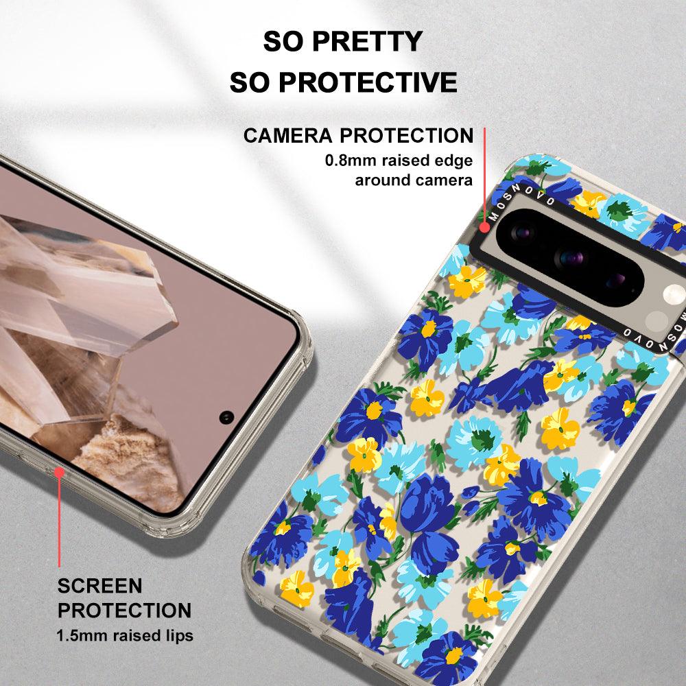 Vintage Blue Floral Phone Case - Google Pixel 8 Pro Case - MOSNOVO