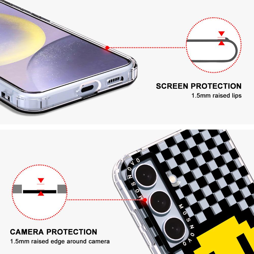 Smile Checkered Phone Case - Samsung Galaxy S24 Plus Case