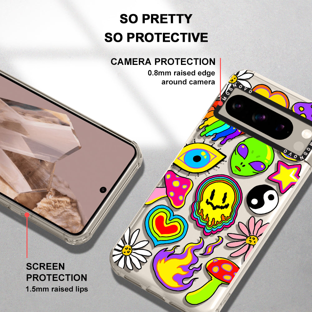 Hippie Rainbow Face Love Phone Case - Google Pixel 8 Pro Case - MOSNOVO