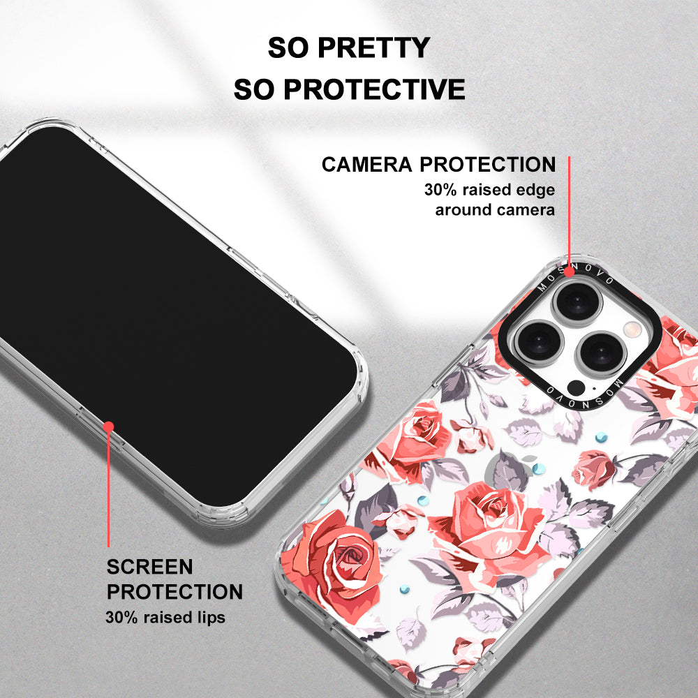 Retro Flower Roses Phone Case - iPhone 15 Pro Case - MOSNOVO