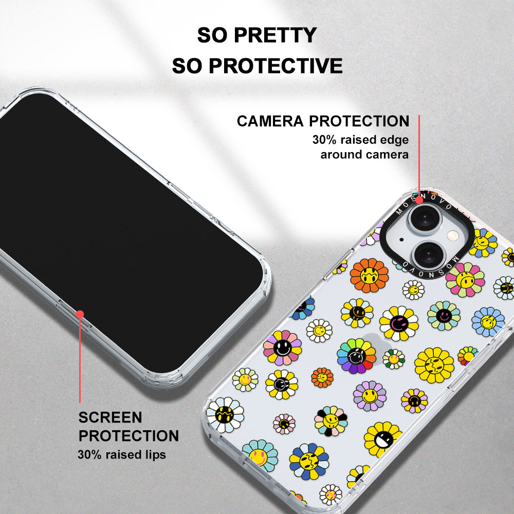 Flower Smiley Face Phone Case - iPhone 15 Case - MOSNOVO