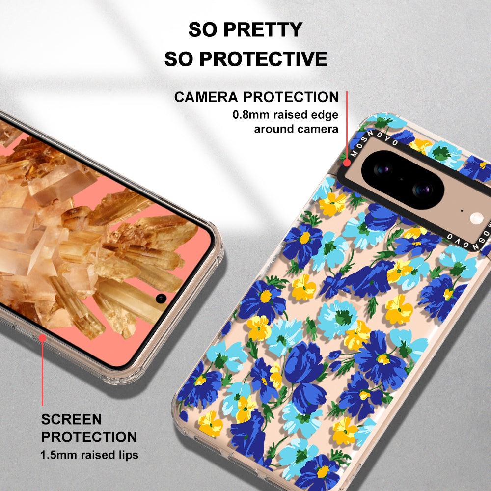 Vintage Blue Floral Phone Case - Google Pixel 8 Case - MOSNOVO