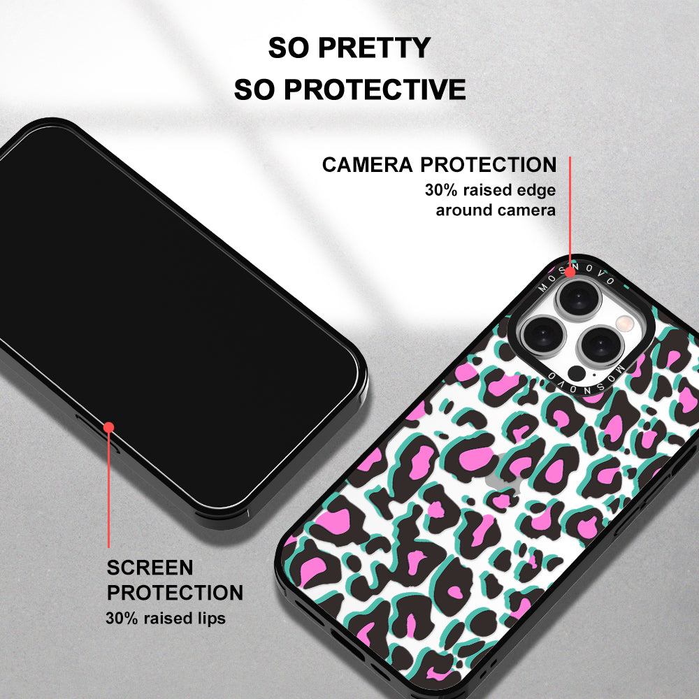 Hot Pink Leopard Print Phone Case - iPhone 15 Pro Max Case - MOSNOVO