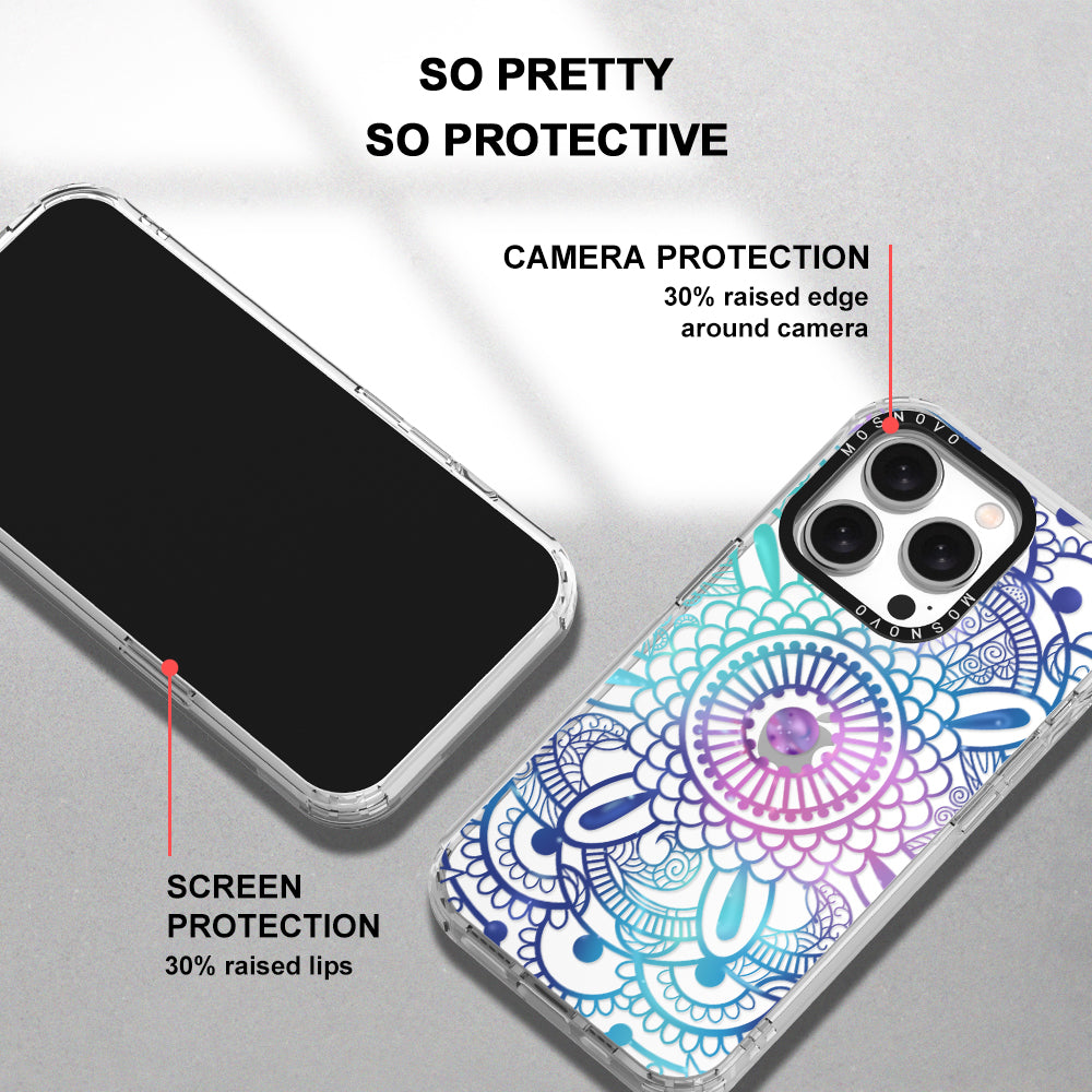 Violet Blue Mandala Phone Case - iPhone 15 Pro Case - MOSNOVO