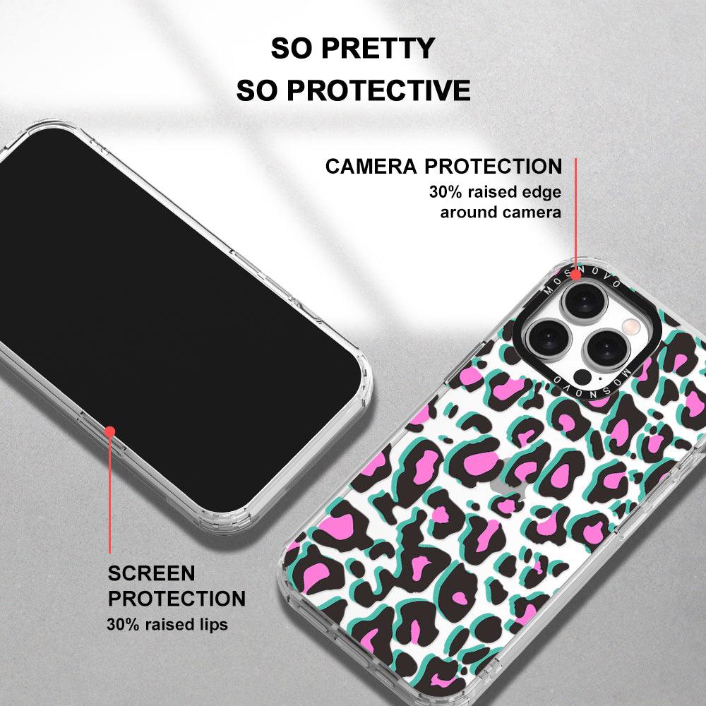 Hot Pink Leopard Print Phone Case - iPhone 15 Pro Max Case - MOSNOVO