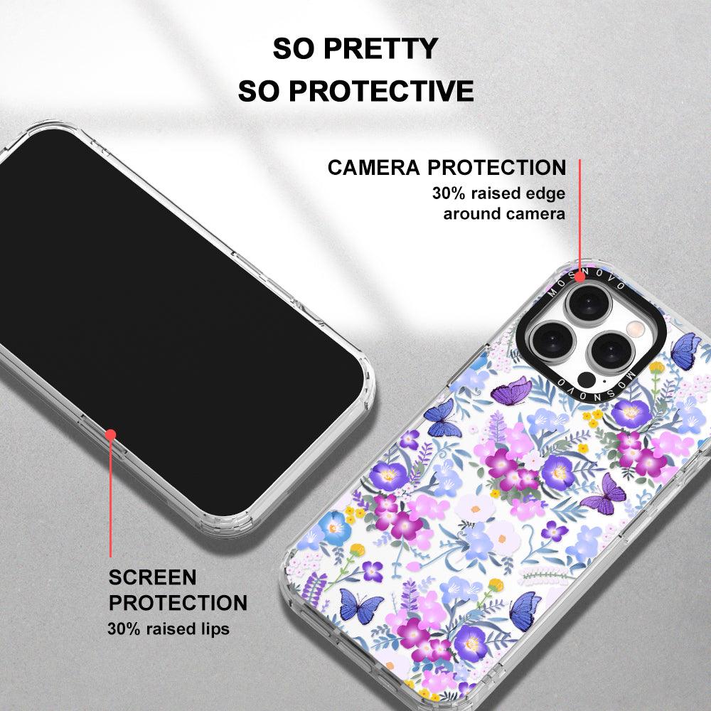 Purple Peri Nemophila Flower Phone Case - iPhone 15 Pro Max Case - MOSNOVO