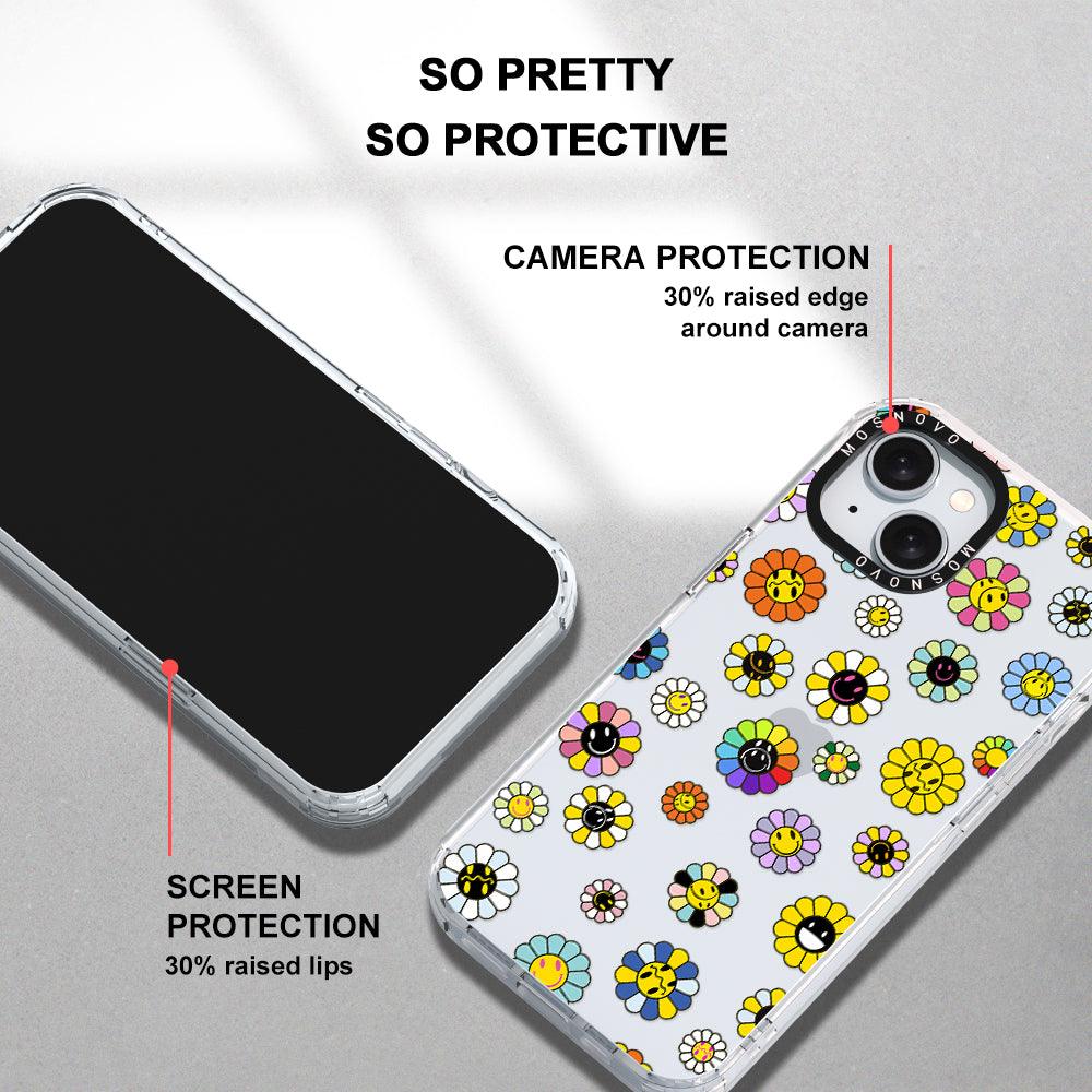 Flower Smiley Face Phone Case - iPhone 15 Plus Case - MOSNOVO