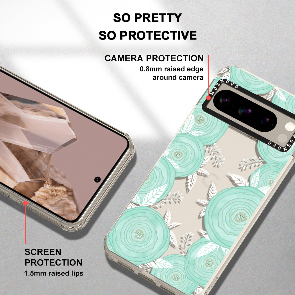 Mint Flower Phone Case - Google Pixel 8 Pro Case - MOSNOVO