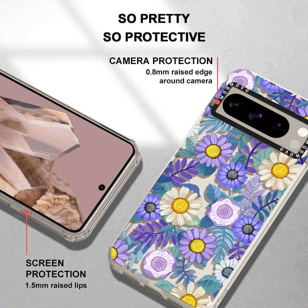 Purple Floral Phone Case - Google Pixel 8 Pro Case - MOSNOVO