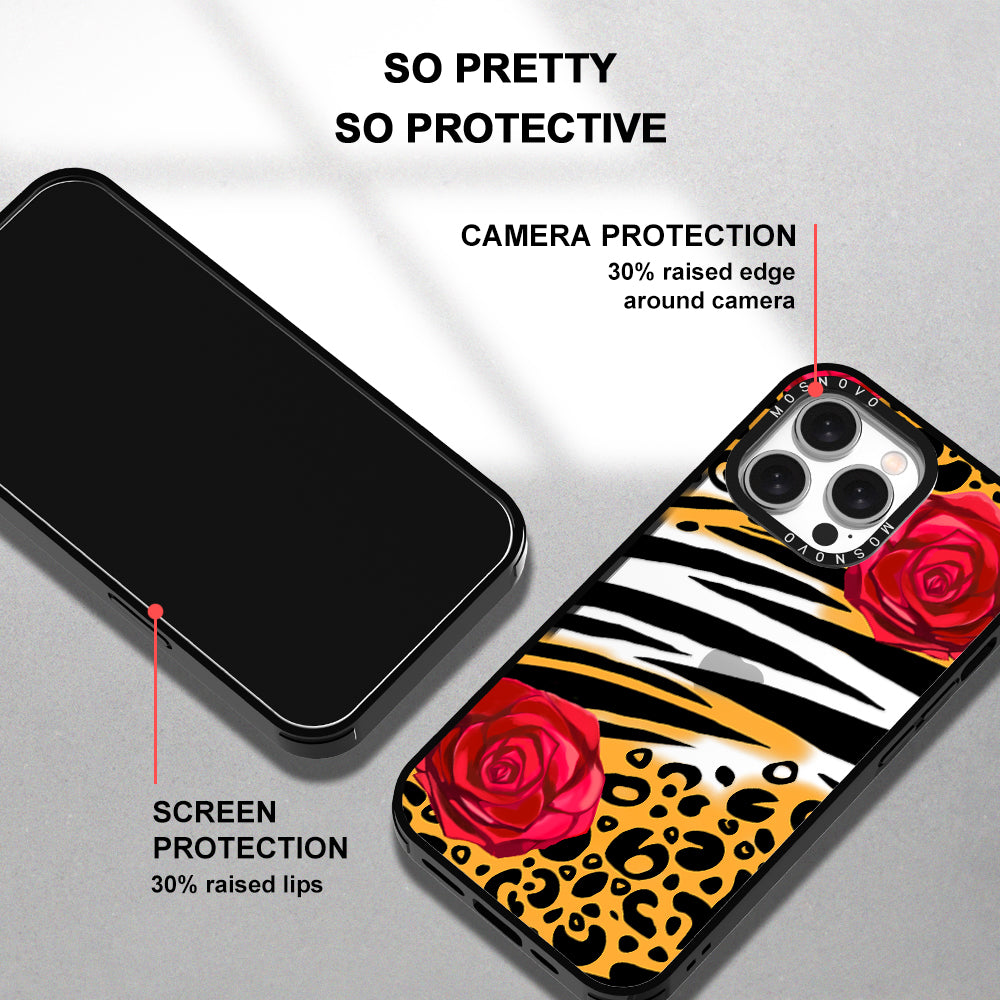 Wild Floral Leopard Phone Case - iPhone 15 Pro Max Case - MOSNOVO