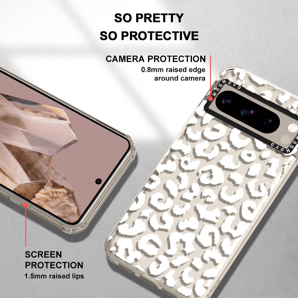 White Leopard Phone Case - Google Pixel 8 Pro Case - MOSNOVO