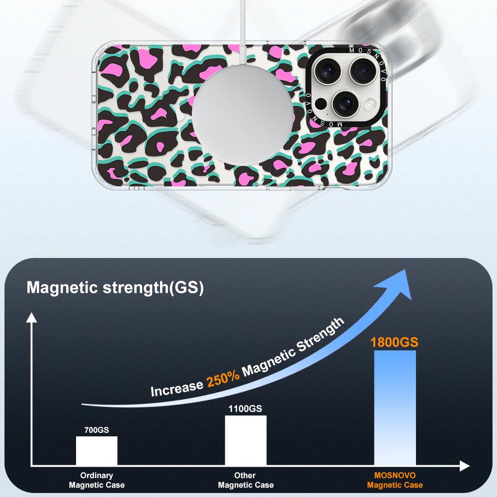 Hot Pink Leopard Print Phone Case - iPhone 15 Pro Max Case - MOSNOVO