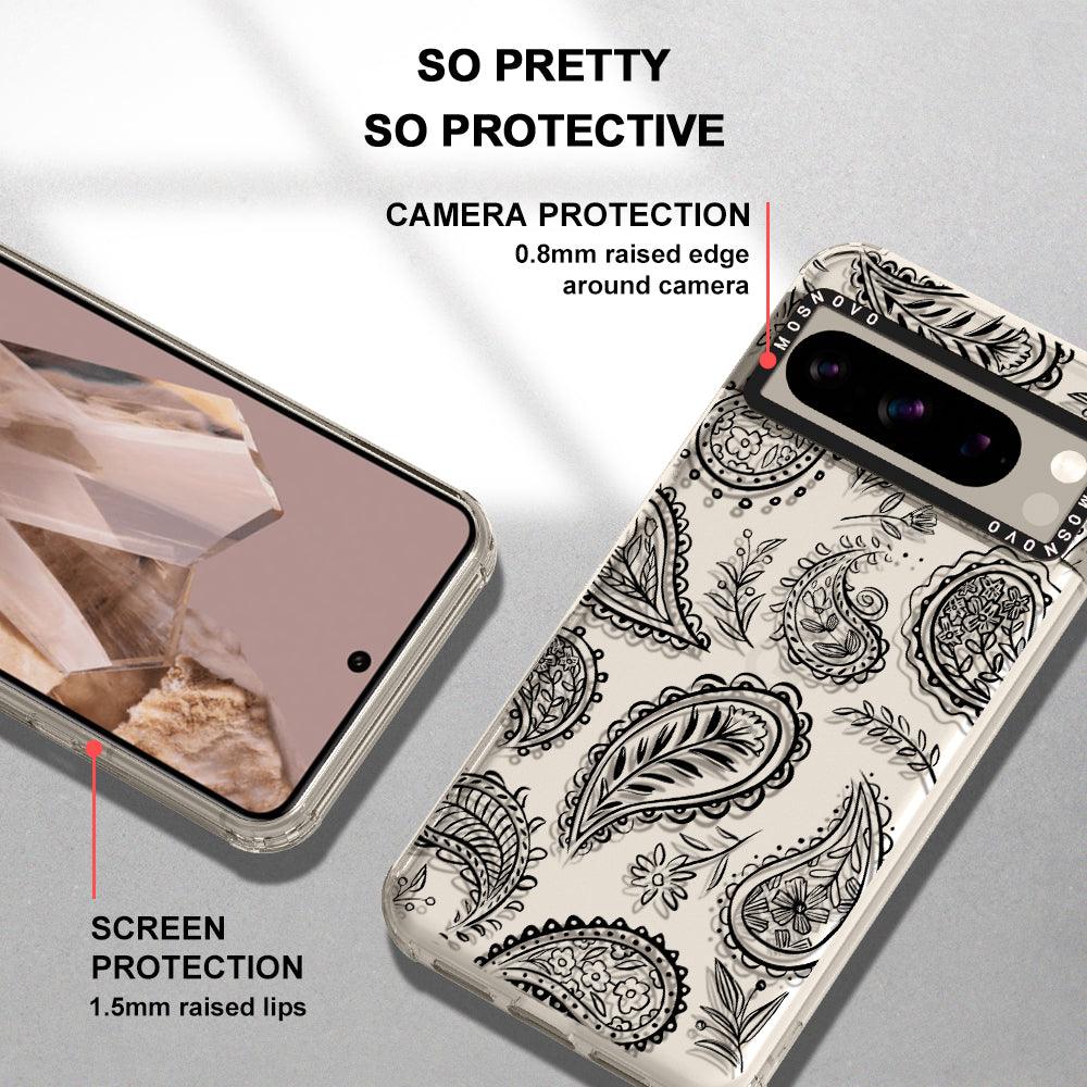 Black Paisley Phone Case - Google Pixel 8 Pro Case - MOSNOVO