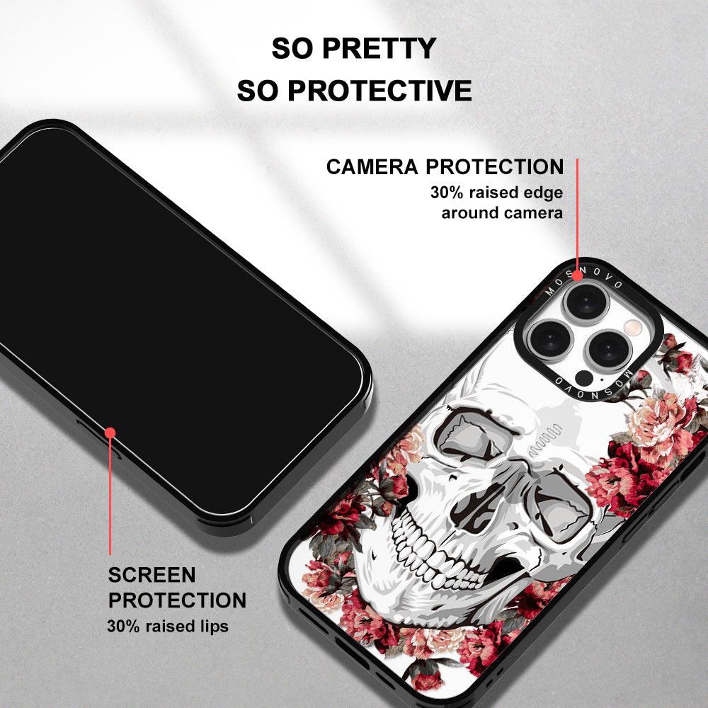 Red Flower Skull Phone Case - iPhone 15 Pro Max Case - MOSNOVO