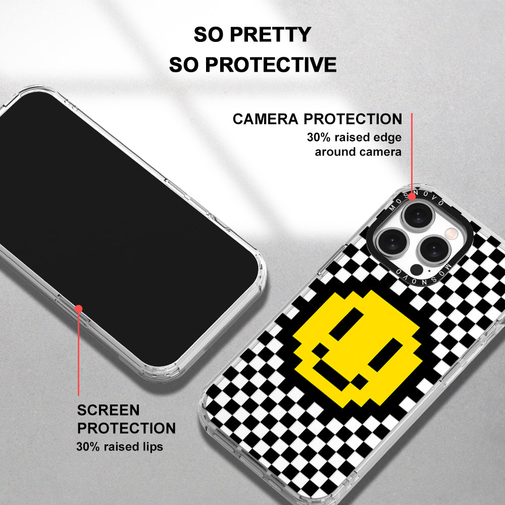 Smile Checkered Phone Case - iPhone 15 Pro Max Case - MOSNOVO