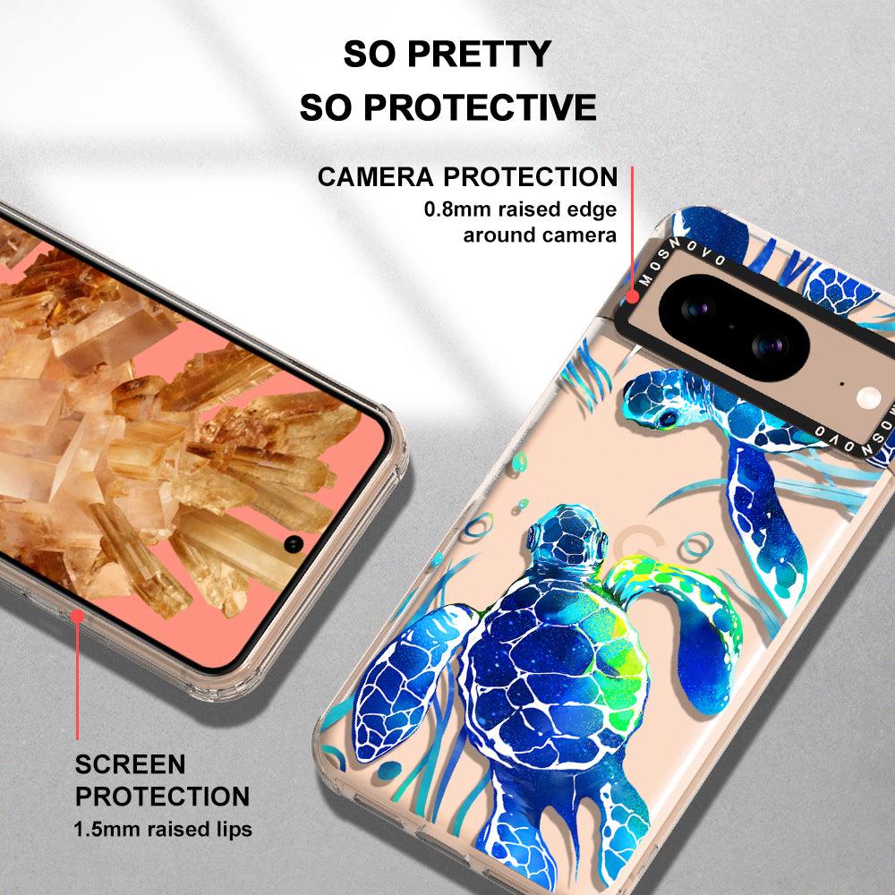 Blue Sea Turtle Phone Case - Google Pixel 8 Case - MOSNOVO