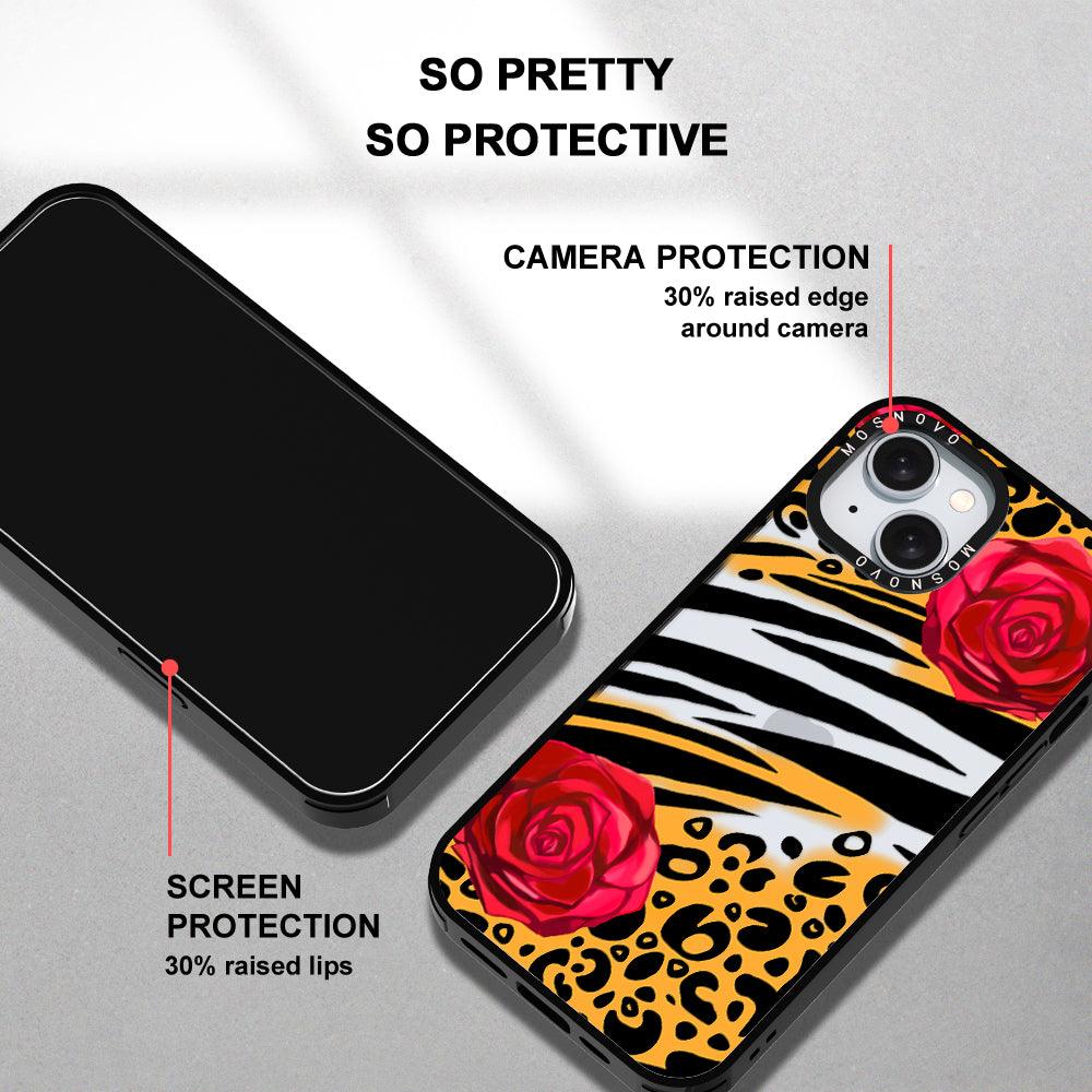 Wild Floral Leopard Phone Case - iPhone 15 Plus Case - MOSNOVO