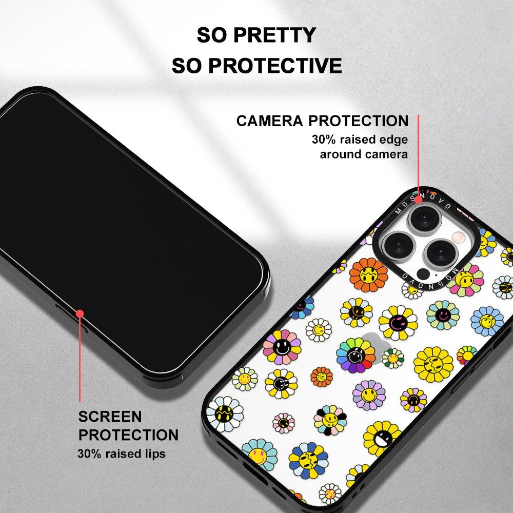 Flower Smiley Face Phone Case - iPhone 15 Pro Max Case - MOSNOVO