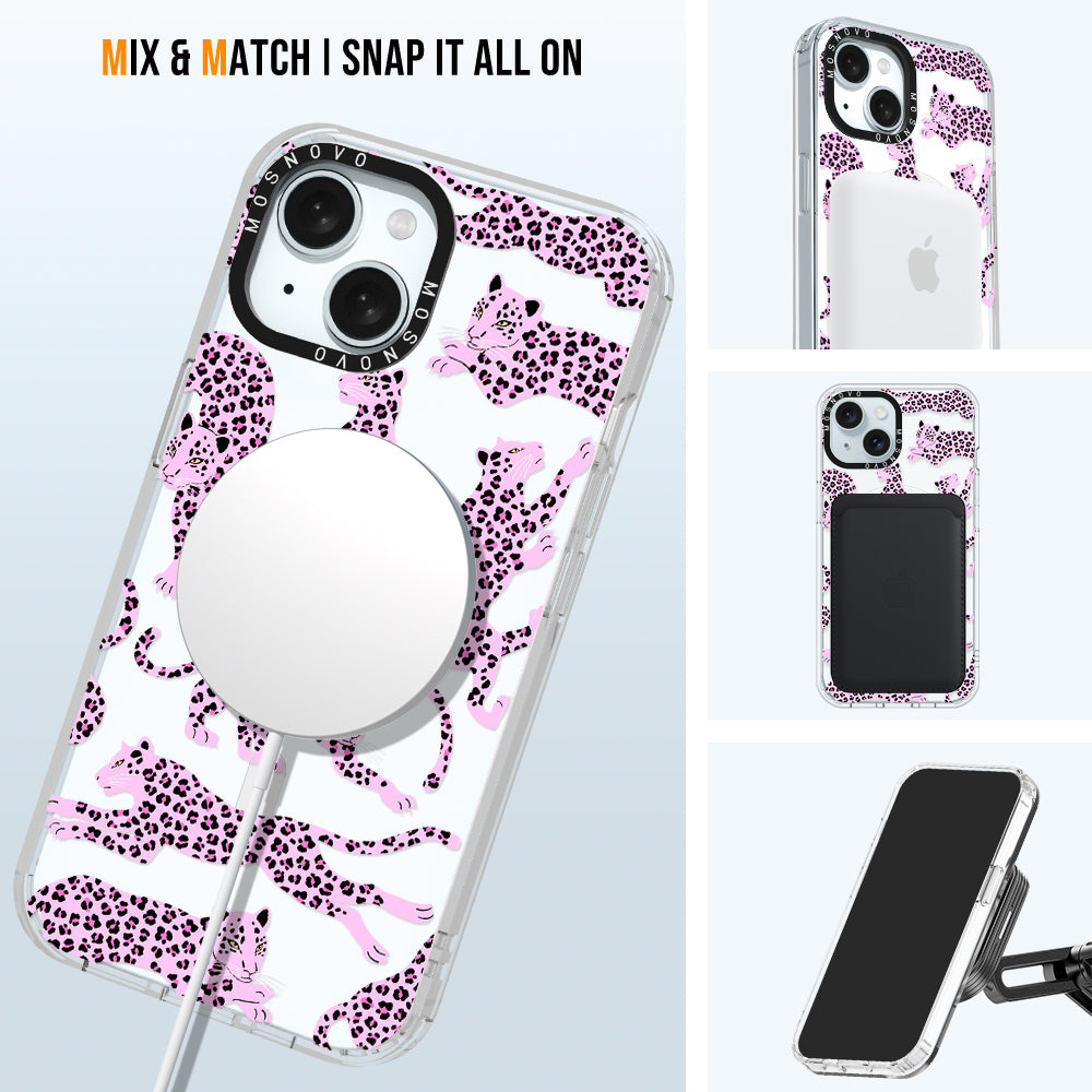 Pink Leopard Phone Case - iPhone 15 Case - MOSNOVO