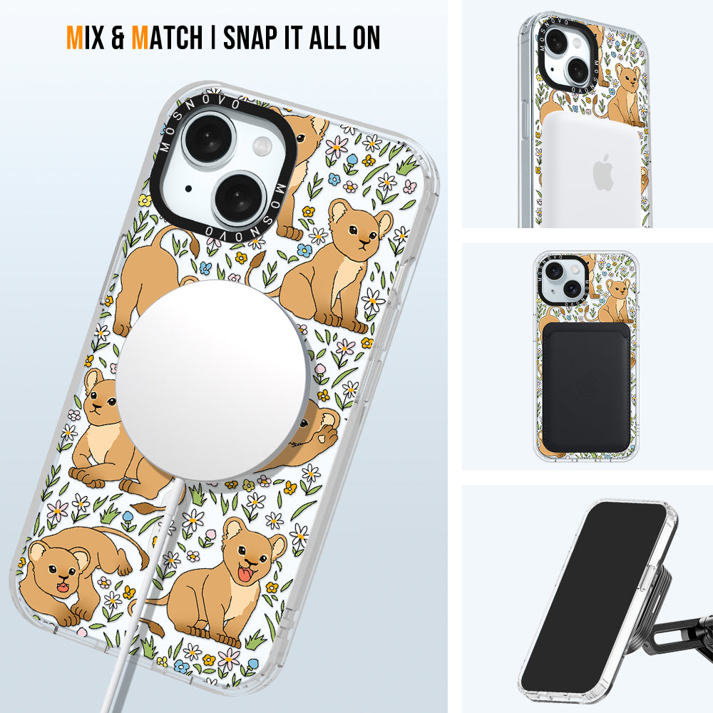 Cute Lions Phone Case - iPhone 15 Case Clear With Magsafe